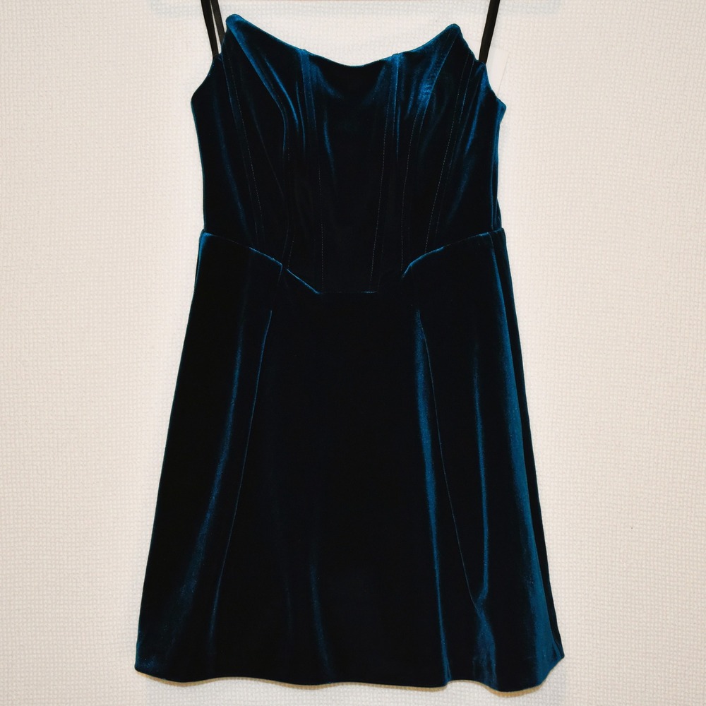 AQUA Formal Teal Blue Velvet Corset Mini Dress Bloomingdales Exclusive Size 6